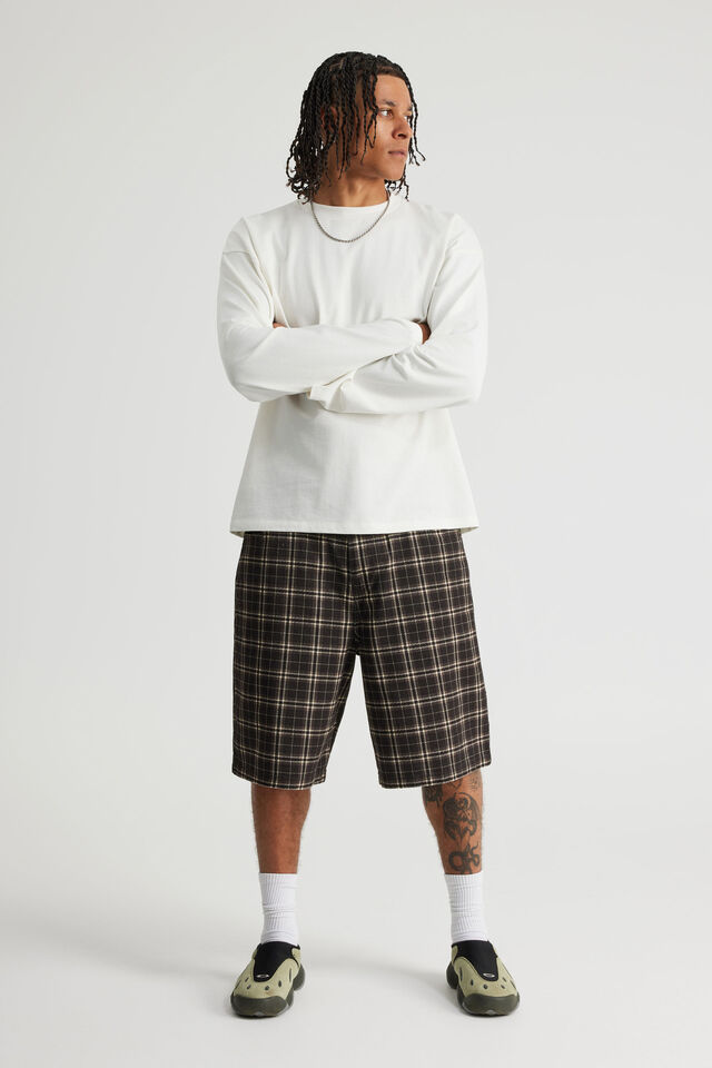 Half Half Classico Denim Short, CHOC NOIR CHECK