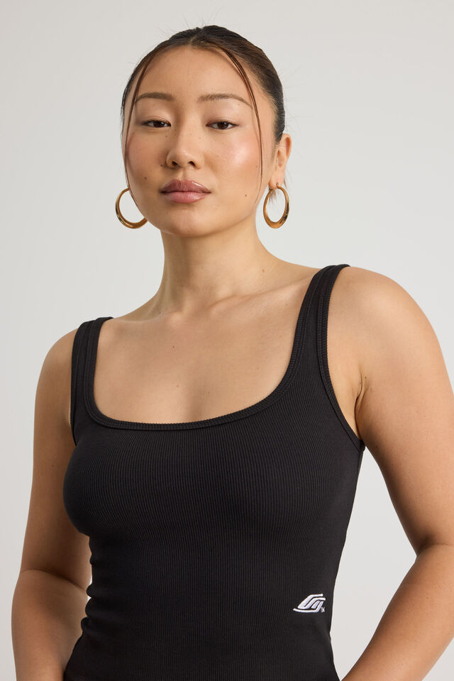 Graphic Scoop Neck Tank, BLACK/OG