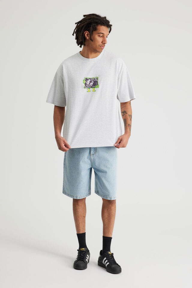 Half Half Box Fit Graphic T Shirt, HH SILVER MARLE/EQUILBRIUM
