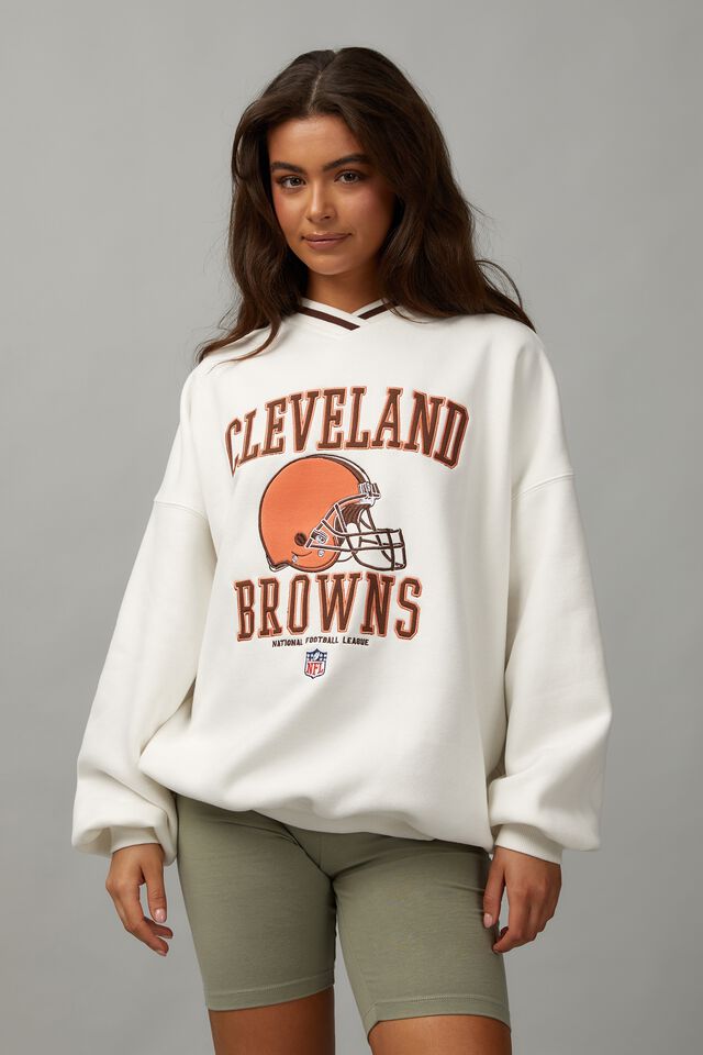 Lcn Nfl Slouchy Graphic Crew, LCN NFL VINTAGE WHITE/CLEVELAND BROWNS