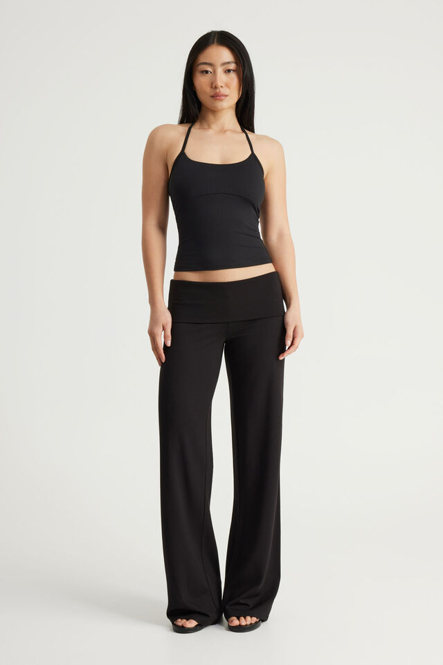 Roll Waistband Pant, BLACK