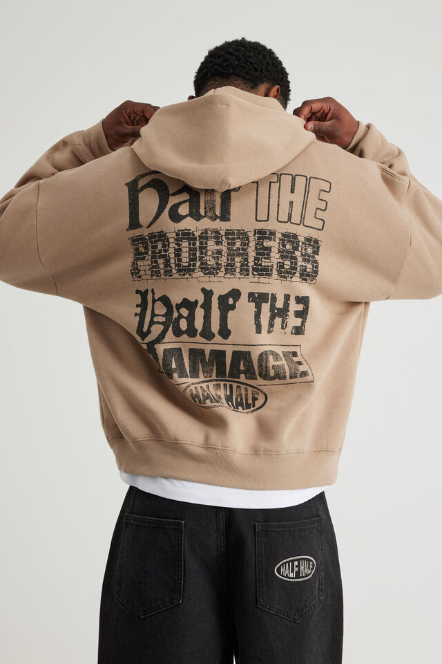 Half Half Hoodie, HH CREMA/DAMAGE