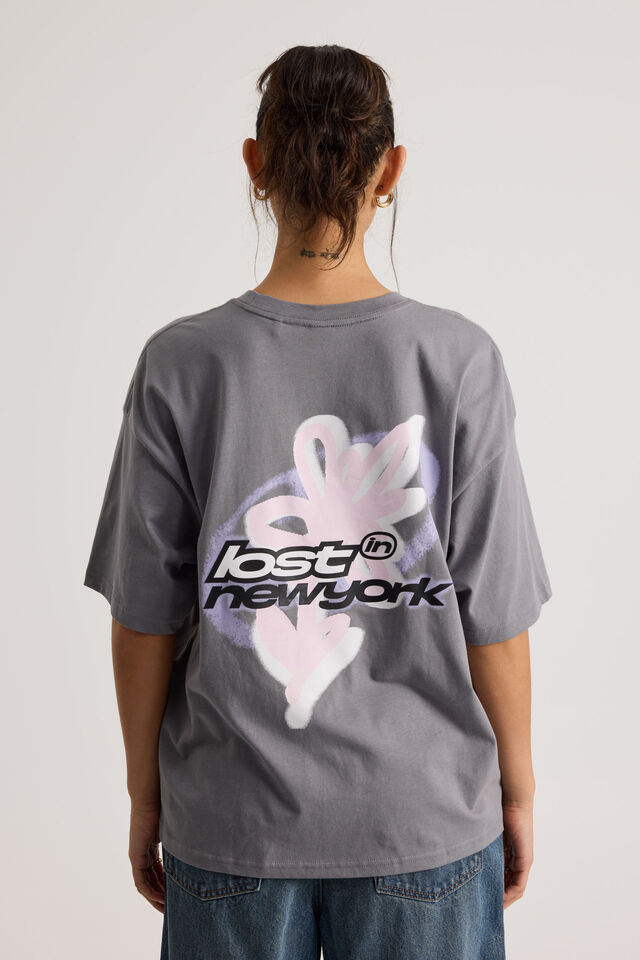 Oversized Graphic Tee, STORMY/LOST IN NY