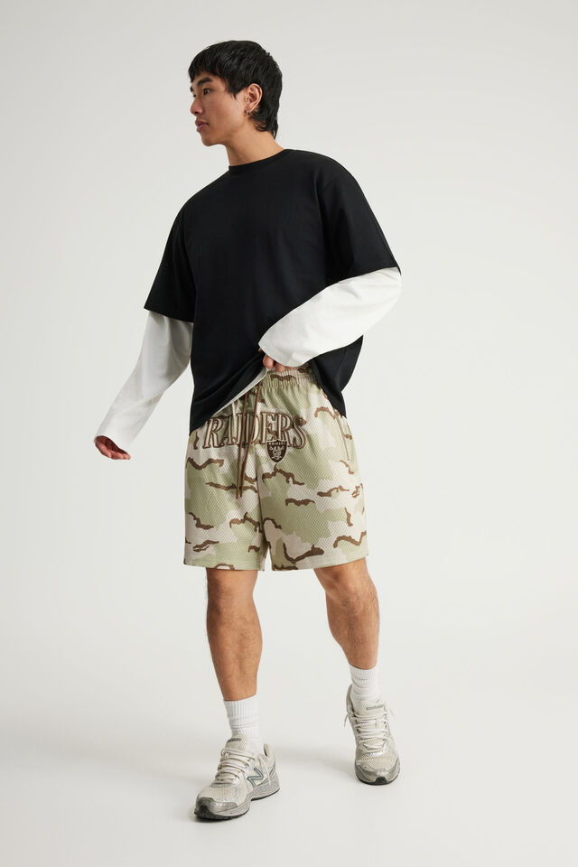 Nfl Basketball Short, LCN NFL COFFEE STAIN CAMO/RAIDERS