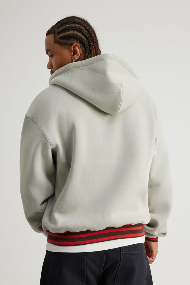 Open Gallery Zip Thru Hoodie, OG LIMESTONE/RED STRIPE