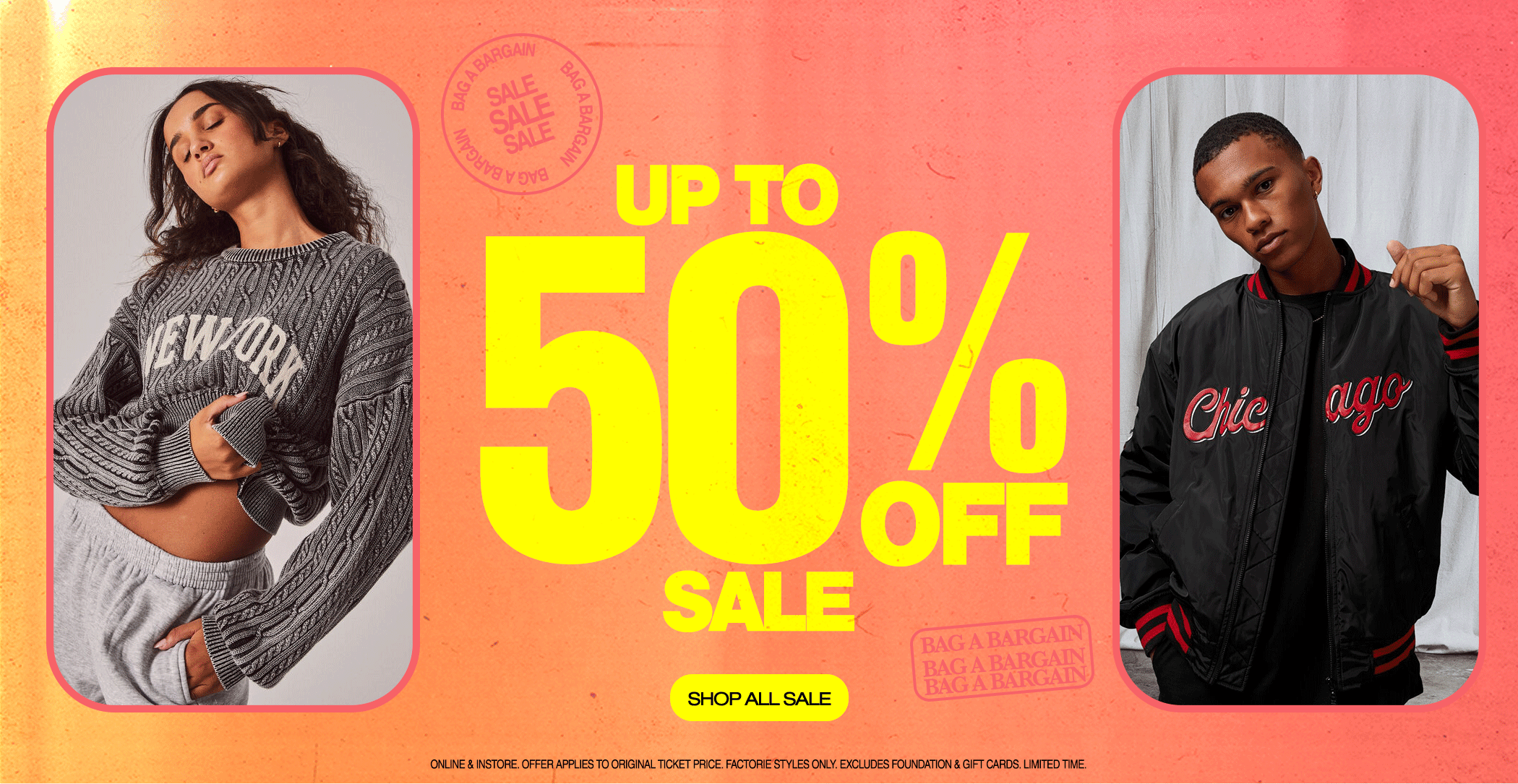 Up to 50% off Sale, bag a bargain!!