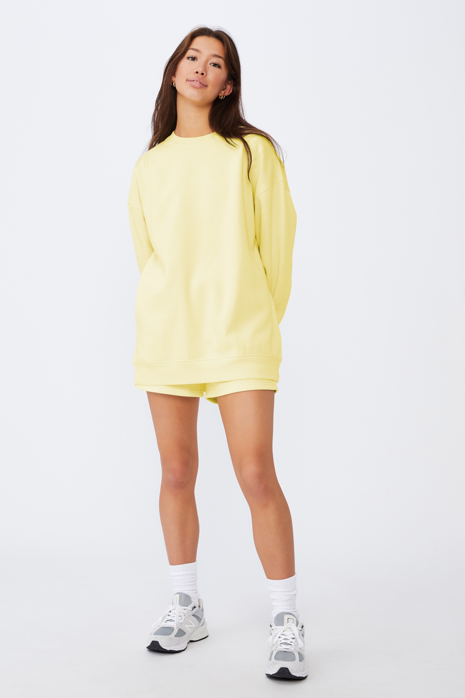 oversized yellow crew neck