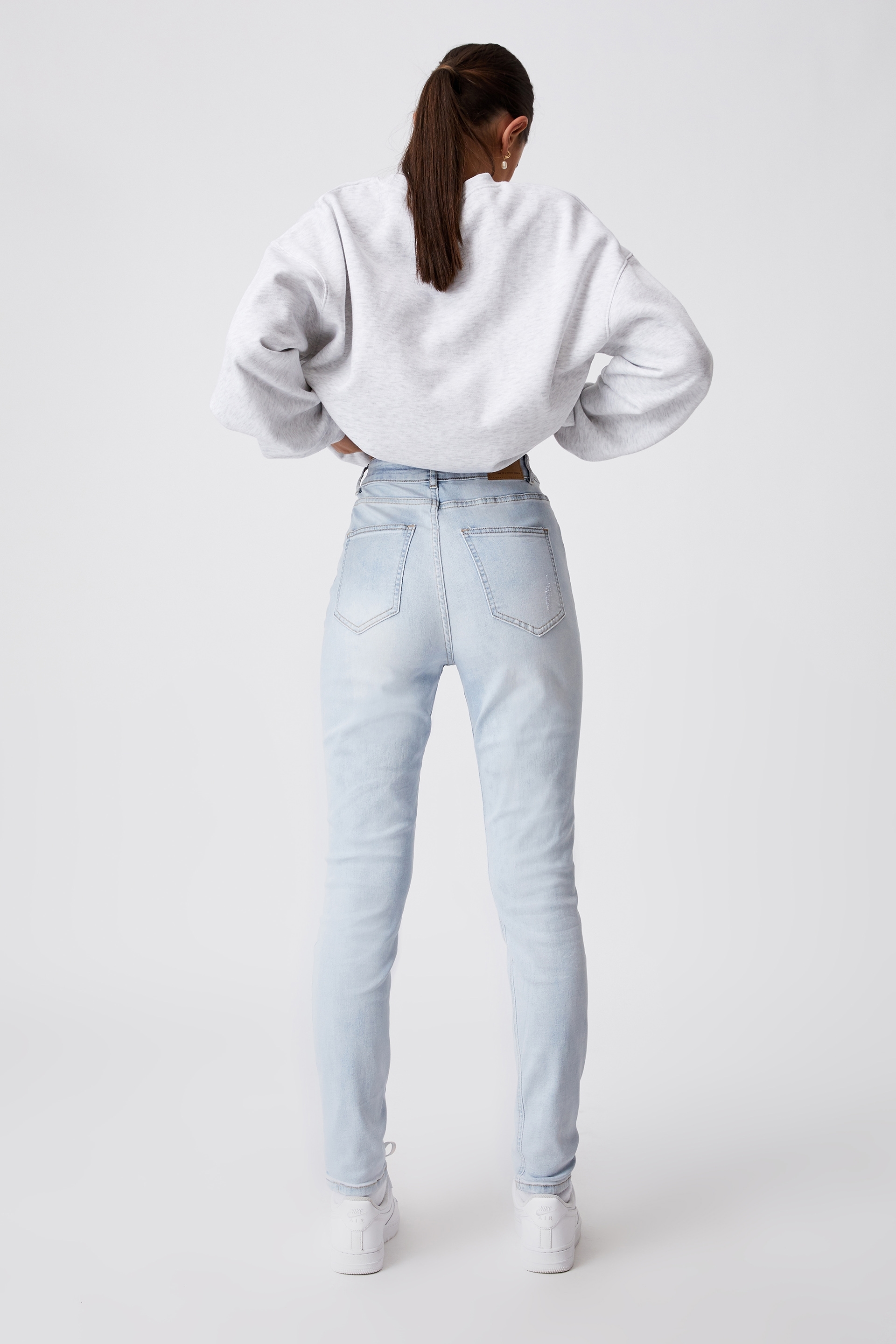 blue rise denim jeans