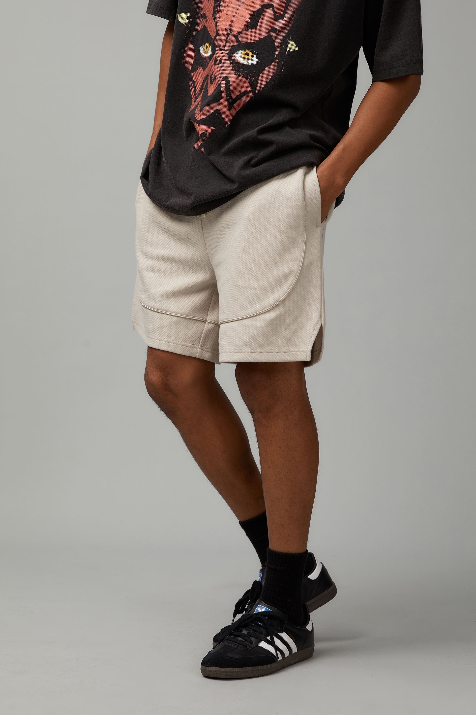 Textured Knit Track Short