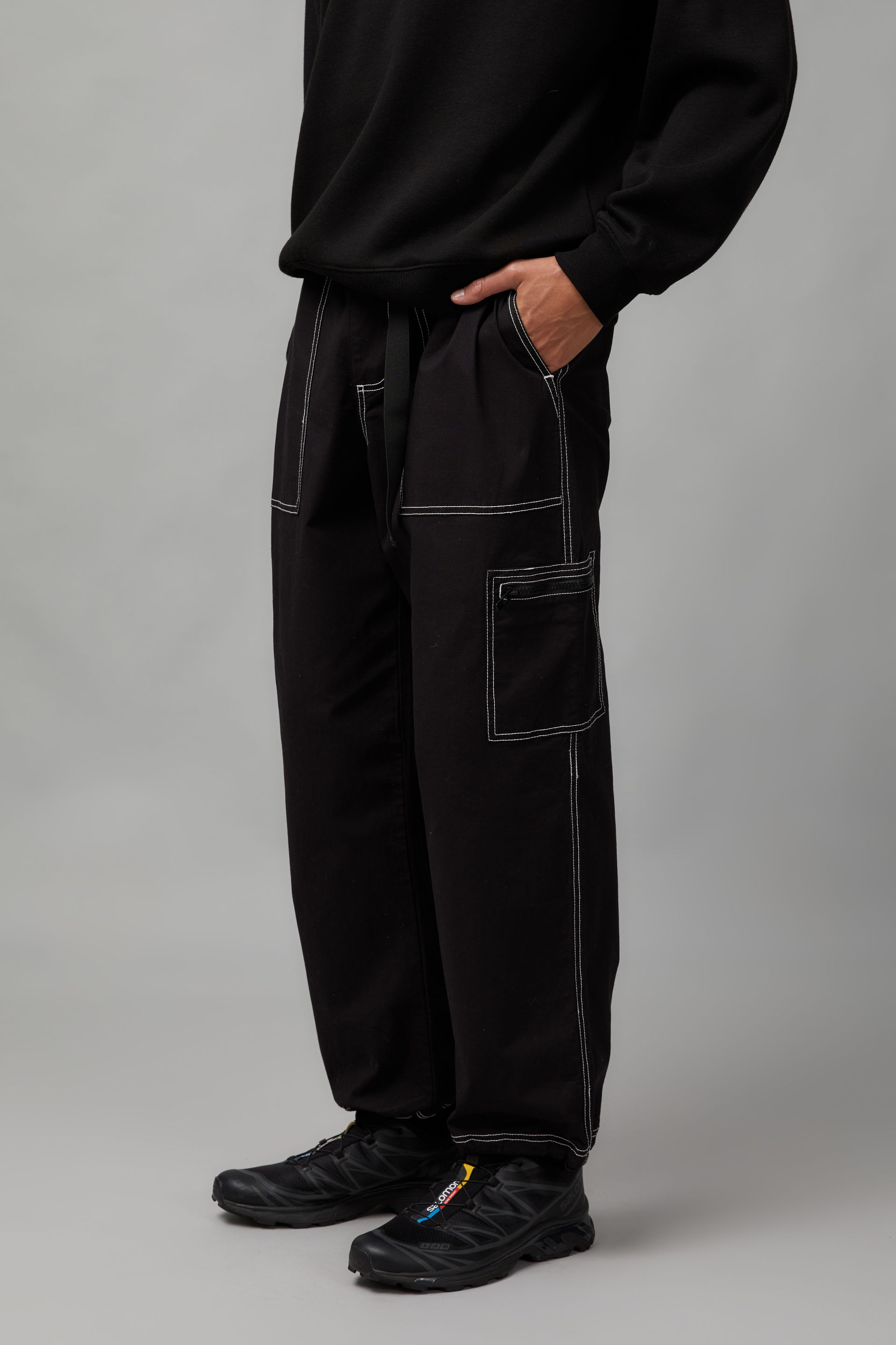 RELAXED FIT UTILITY PANTS - Black